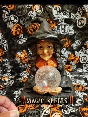 Witch Magic Spells Crystal Ball Light Up Halloween Decor